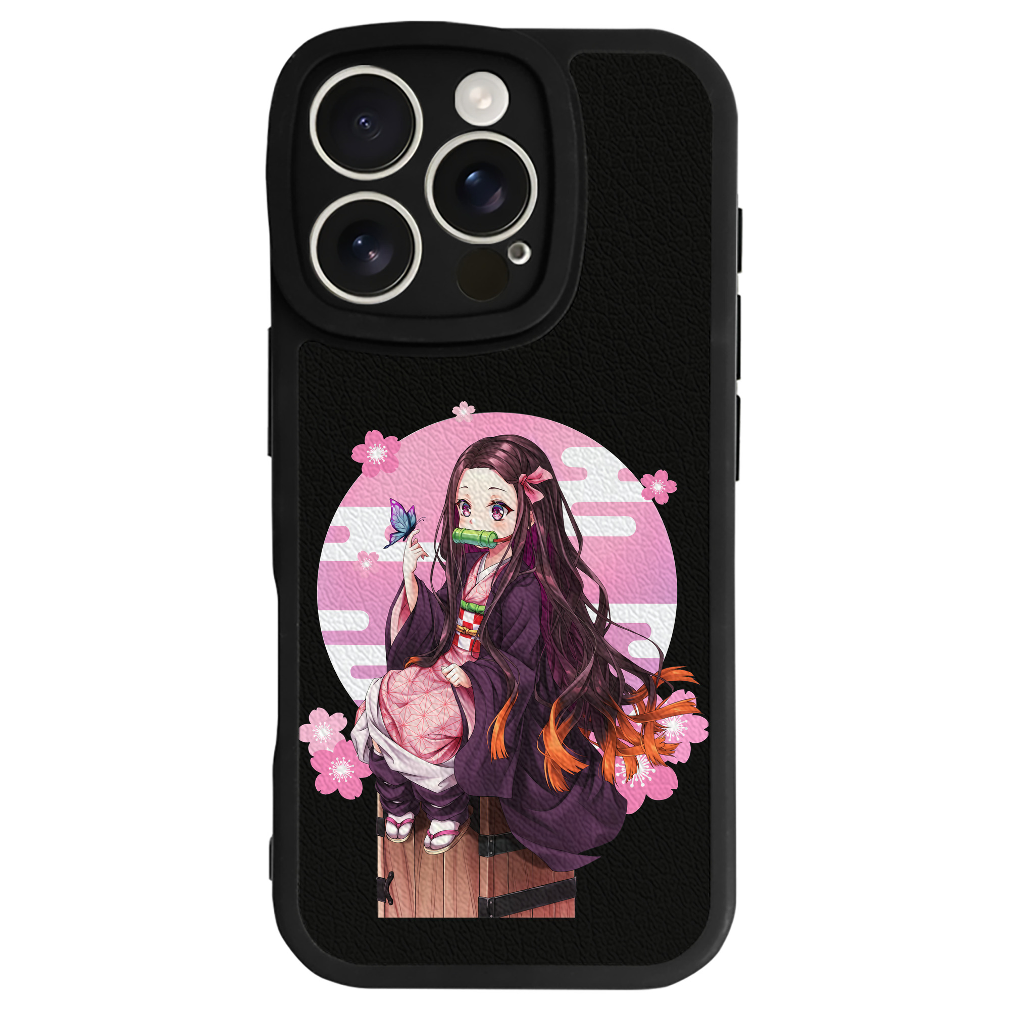 （画像用） 鬼滅の刃（きめつのやいば）竈門 禰󠄀豆子／かまど ねずこ Kamado Nezuko 【iPhone 16シリーズ対応】シリコンスマホケース（レザー調） 材質：シリコン
